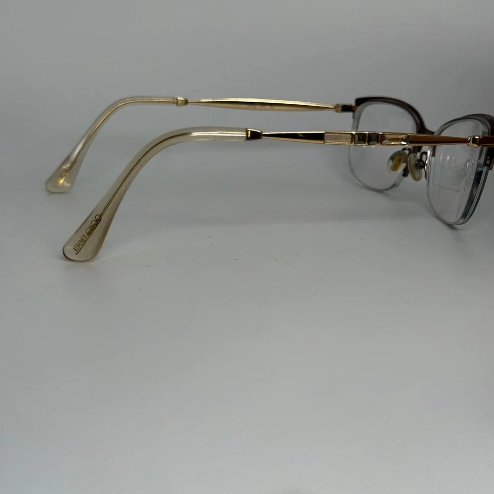 Jimmy Choo JC182 14W 140 Brown Gold Cat Eye Semi Rimless Eyeglasses Frames 22184